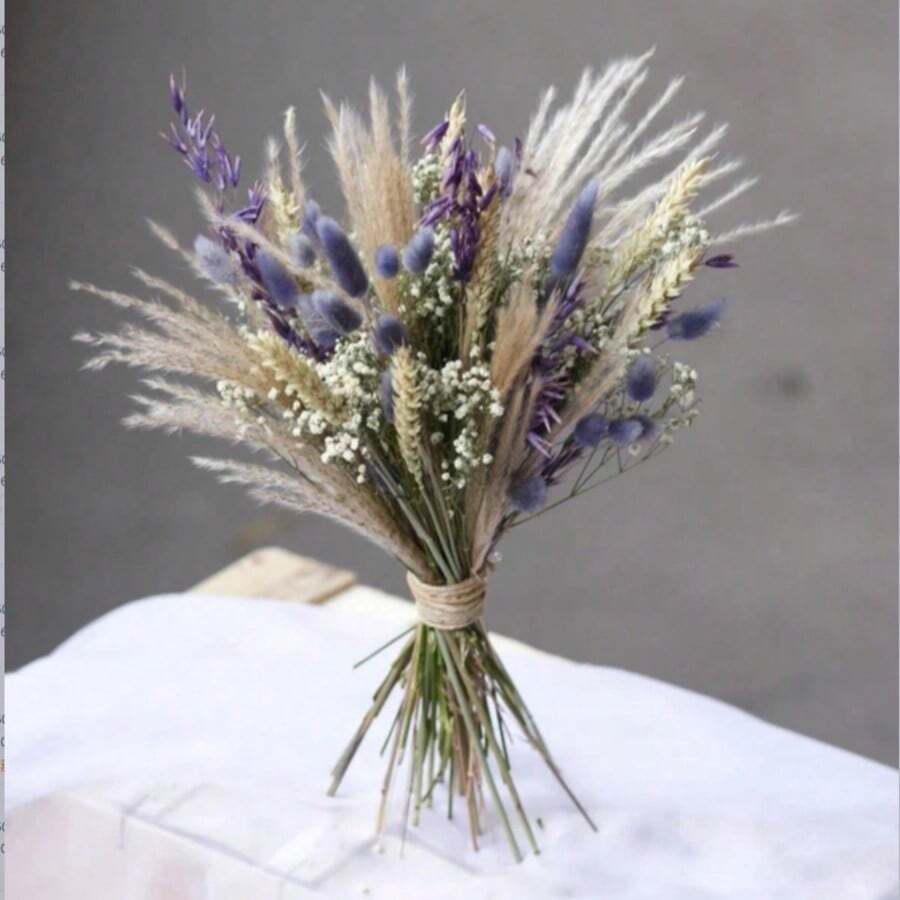 Brown Artificial Reed Grass Bouquet, Large Rabbit Tail Grass, 43.18cm Bohemian Style Fluffy Artificial Reed, Wedding Home Tabletop Party Decoration (Classic Style) - Purple - View 1