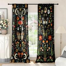 Set 2 Buah Tirai Bermotif Jamur dan Tanaman Bulan, Cocok untuk Dapur, Ruang Tamu, Kamar Tidur, Ruang Belajar, dan Lemari. - Aneka warna 1 - View 6