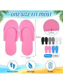 12/24 Pairs Guest Pedicure Slippers, Foam Flip Flops, Pedicure Shoes, Sandals, Women's Spa Party Supplies Wholesale, Slippers Length 26cm, Unisex - View 3