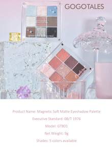 GOGO TALES GOGOTALES Palet Eyeshadow Matte Lembut Magnetik 9 Warna, Warna Matte, Shimmer, Smoky, Highlight dan Contour, Palet Multifungsi All-In-One, Cocok untuk Riasan Ringan Sehari-hari dan Pelajar - G05# Taman Pagi - View 9