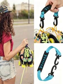 Roller Skate Carrying Strap, Ski Boot Carrying Strap, Carrying Strap With Storage Hook, Bag Storage Strap, No Hand Pinch, Multi-Functional Storage Strap, High-Strength Hook For Professional Portable Ice Skate Rack, Suitable For Travel And Daily Commute - Multicolor - View 2