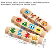1 Set Balok Puzzle Kayu Bentuk Hewan Dinosaurus & Lainnya, Mainan Putar dan Cocokkan, Hadiah Ulang Tahun Sempurna untuk Balita, Anak Laki-laki & Perempuan, Mainan Puzzle untuk Balita - MultiWarna - View 4