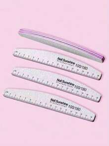 3PCS Half Moon 100/180 Professional Nail File Strips - Grey - View 3