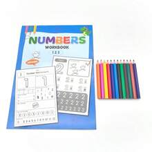 1本幼兒數學練習本 + 12支鉛筆：數字描紅、加減法練習書，適合3歲以上兒童與幼兒園學童 - 彩色 - 查看 10