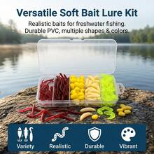 161Pcs Soft Bait Lure Kit With Mealworms Earthworms Corn And Bloodworms For Freshwater Fishing - Multicolor - View 4