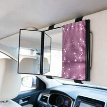 3-Fold Shiny Rhinestone Car Sun Visor Makeup Mirror, Adjustable 3-Panel Makeup Mirror, Universal Clip-On Car Sun Visor Vanity Mirror, Suitable For Car Interior - 1pc - View 13
