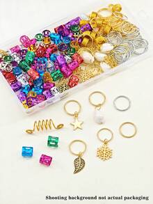 220Pcs Multicolour Hair Jewelry For Braids Dreadlocks Beads Hair Rings Hair Clips Adjustable Metal Cuffs For Hair Braids Accessories - Multicolor - View 4