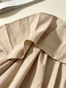 Summer New Plus Size Solid Color Ruffled Layered Tiered Cake Shorts Off-Shoulder Elegant Sexy Romper - Apricot - View 9