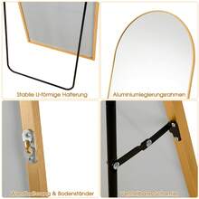 EDIMENS Full-Length Mirror, 160 X 50 Cm, Curved Standing Mirror, Aluminum Alloy Frame, Tempered Glass, For Bedroom, Living Room, Wardrobe - 160x50cm-Gold - 查看 6