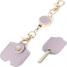 Women's Retractable Keychain, Faux Leather Extendable Keychain, 11.81-Inch Extended Length, Anti-Loss Keychain With Gold Metal Clasp, Cute And Portable Keychain, Suitable For ID Cards And Car Keys, Available In 4 Colors - View 9