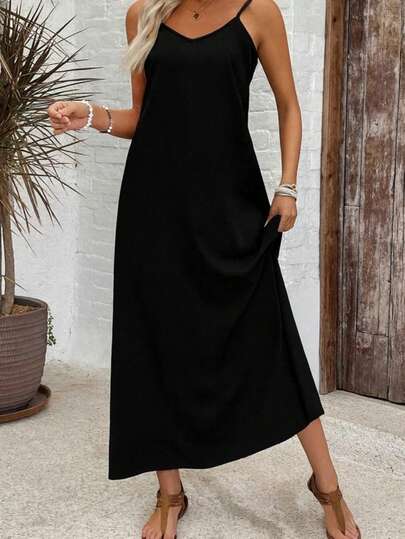 Women's Solid Color Casual Party & Travel Slip Dress