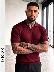 GRDR Men's Solid Color Short Sleeve Knit Top - Burgundy - View 9