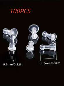 450pcs/100pcs/30pcs/50pcs Earrings And Stud Backs Handmade DIY Jewelry Accessories Anti-Slip, Anti-Loss Silicone Ear Plugs Anti-Fall Anti-Piercing Lollipop Ear, Large Earrings, Piercing, Earring Backing Set - Transparent - View 17