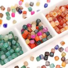 10顆 8x8mm 天然石水晶 磷灰石 碧璽 海藍寶石 摩根石 珠子，適用於珠寶製作 DIY 手鍊項鍊配件 - 彩色 - 查看 2