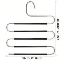 1/5pcs 5-Tier Multi-Function Anti-Slip S-Shaped Pants Hanger With PVC Anti-Slip - Black - View 13