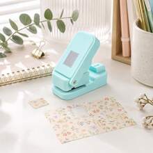 Perforadora de papel con borde de sello postal de 1x0.8 pulgadas para diario de chatarra y scrapbooking, perforadoras de manualidades apilables con diseño de recorte de alineación de precisión para hacer tarjetas - Verde claro - Verde medio - Ver 7
