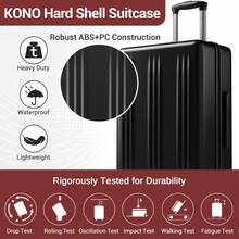 Hard Shell Suitcase For Men Women Small Medium Large 20 Inch 24 Inch 28 Inch Travel Cases With TSA Lock Spinner Wheels ABS + PC 3 Piece Luggage Set - Black - View 2