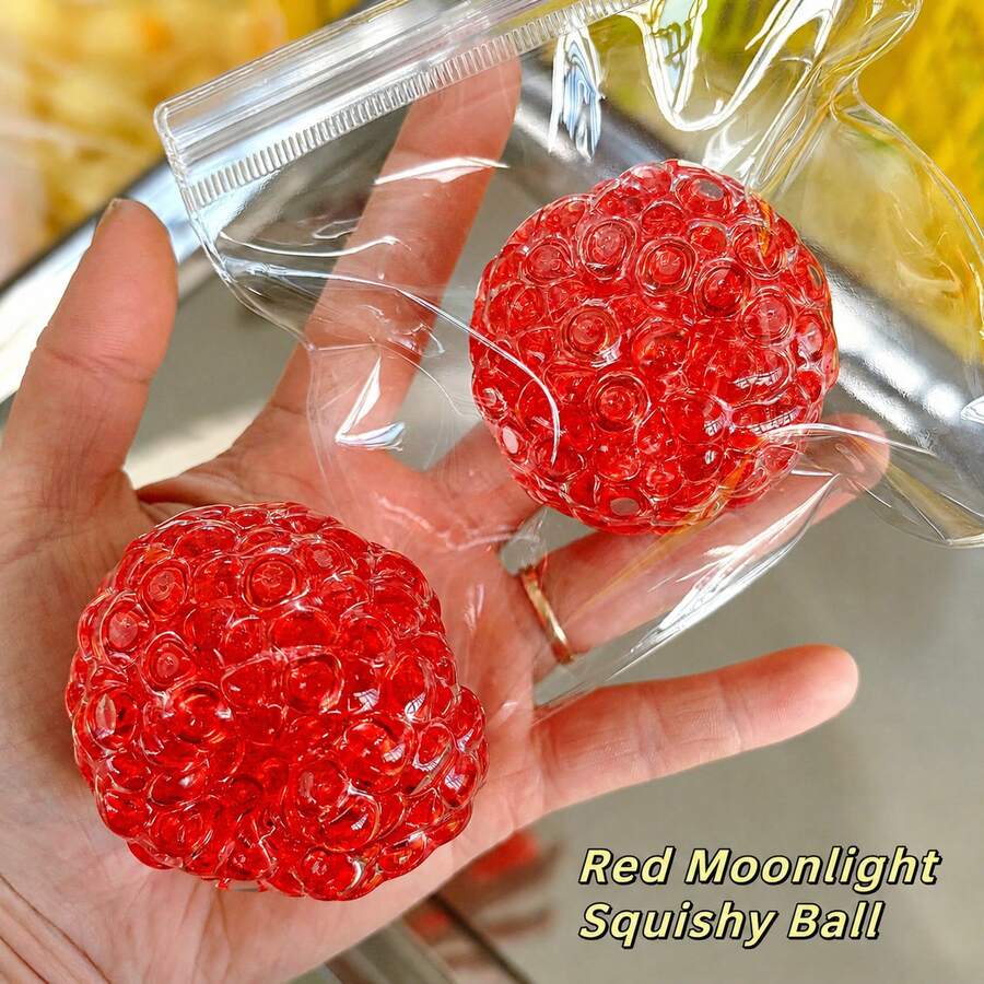 1pc Transparent Bubble Bead Squishy Squeeze Toy, Multi-Color Clear Ring Bead Filled Stress Relief Fidget Ball, Soft Jelly Hand Decompression Sensory Toy For Teens, Aesthetic Pocket Relax Toy, Cute Desktop Anxiety Relief Decor - Multicolor - View 1