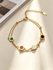 1/5pcs Stainless Steel Bracelets, Multi-Style Layered Hand Jewelry, Hypoallergenic Non-Fading Women's Accessories, Suitable For Daily Wear Or Vacation Decoration - Gold - View 6