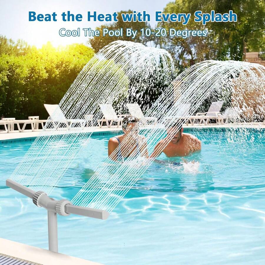 1pc Dual-Head Pool Fountain, Swimming Pool Waterfall Fountain Stand, Pool Water Spray Fountain, Fish Pond Landscape Waterfall Fountain Bracket (With Adapter)