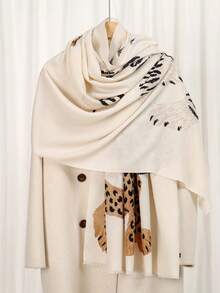 1pc Shen Gongbao Skin-Friendly Fleece Warm Faux Cashmere Printed Scarf Versatile Shawl - Multicolor - View 11