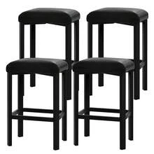 Taburetes de bar de altura encimera de 24 pulgadas, pack de 2 o 4 unidades. Sillas de cocina para zona de desayuno en piel sintética PU, con tapizado acolchado de 2 pulgadas de grosor - 4 piezas negras - Ver 1