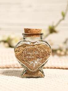 1pc Customized Heart-Shaped Sand Bottle, Customized Honeymoon Sand Bottle, Wedding Souvenir Honeymoon Couple Gift, Beach Vacation Personalized Cork Stopper Bottle, Bridal Shower Gift, Wedding Gift, Engagement Gift, Honeymoon Gift, Bridal Shower Gift - Multicolor - View 4