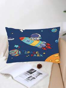 2/3pcs Deep Blue Space Rocket Astronaut Planet Star Print Children's Fitted Sheet, Cool Cartoon Space Theme Style Polyester Fabric Bed Sheet, Suitable For Boys Bedroom Birthday Gift, All Season - Multicolor - View 6