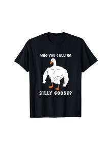 [Casual Style] Silly Goose" Funny Gym Meme T-Shirt, Comfortable Fit, Muscular Goose Graphic, ideal for Casual Wear &amp; Holiday Gifts - Schwarz - Übersicht 1