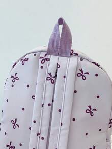 1 Set Back To School Backpack Set - Bow Pattern Large Capacity Backpack + Lunch Bag + Pencil Case Multi-Piece Set, With Laptop Compartment School Bag, Campus Day Bag, Lightweight Portable Zipper Bag, Suitable For Students/Teenagers/Graduates, Perfect For Outdoor/Travel/Middle School/High School/University, Essential College Backpack - 8217 - View 11