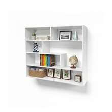 Baroni Home Modernes Bücherregal, vertikales Zickzack-Regal, Bücherständer für Wohnzimmer, Schlafzimmer, Büro, einfache Montage, 19,5 x 94 x 80 cm, 4 Ebenen, Weiß - 4 Stufen - Übersicht 7