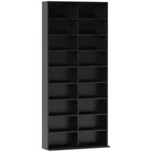 Storage Shelf For 640 CDs And Blu-Rays, With 18 Compartments And 14 Adjustable Shelves, Black. - 黑色 - 查看 1