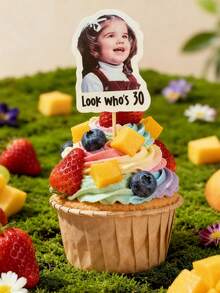 10/25/50/100/150pcs DIY Customized Photo + Text Cake Toppers, Personalized Cake Decorations, Custom Name Decor, Birthday Anniversary Wedding Use, Custom Face Stickers, Custom Text Funny Birthday Decor, Tabletop Decoration - Multicolor - View 7