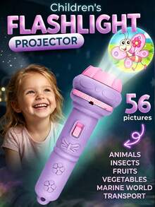 Children's Bedtime Projection Flashlight Toy, Early Education Cognitive Dinosaur, Animal, Ocean, Fruit Projection Puzzle Toy (Random Accessory Colors) - Multicolor - View 1