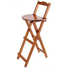 Stool Durable Portable Design Bamboo Folding Bar With Back Support Footrest, Ideal For Home, Kitchen, Patio Or Balcony Use - Walnut - View 9