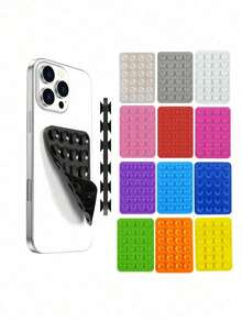 1pc Silicone Suction Cup Phone Case Holder Double-Sided, Silicone Phone Stand, Hands-Free Phone Accessory, Strong Grip Holder, Suitable For Selfie And Video, Can Be Attached To Bathroom Wall, Glass Mirror, Vanity And Other Smooth Surfaces (24grain) - Multicolor - View 1