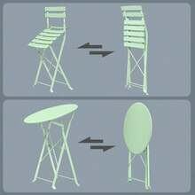 3pcs Folding Bistro Furniture Set For Outdoor Use, Including Table And Chairs For Garden And Balcony - Black - View 7