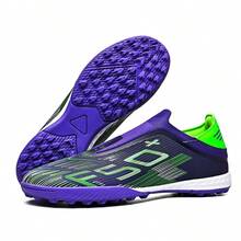 Unisex TF Turf Soccer Cleats, Breathable Lace Up Football Boots Non Slip Rubber Sole Outdoor Training Match Athletic Sneakers For Artificial Grass Pitch - Purple - View 5