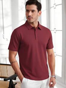 Plus Size -Random Sent 1PC | 13 Colors - Men's Summer Solid Plain Polo Shirt | Summer Short Sleeve Collared T-Shirt Top, Suitable For Business, Travel - Mixed Colors/Random 1PC - View 9