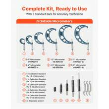 6 PCS Micrometer Set, 0-1"/1-2"/2-3"/3-4"/4-5"/5-6" Machinist Outside Micrometer, Precision 0.0001 Accuracy, Professional Machinist Tools With Protective Case, For Metalworking & Engineering - 6 PCS - View 2