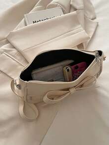 New Fashion Versatile Textured Chain Shoulder Bag Underarm Bag For Women - White - View 4