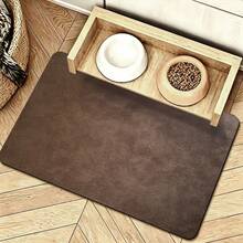 1pc Solid Color Minimalist Pet Feeding Mat, Coffee Brown With Flat Texture Decorative Carpet, Create Cozy Scene, Pet Food Bowl Mat, Thick Fabric Easy To Clean And Wipe, Suitable For Cats And Dogs - Brown - View 4