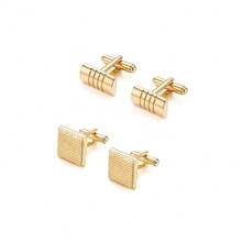 2/6 Pcs Men's Cufflinks Silver Black Cufflinks Premium Steel Jewelry Elegant And Classy Set Ideal For Wedding, Party, Ceremony - Multicolor - View 11