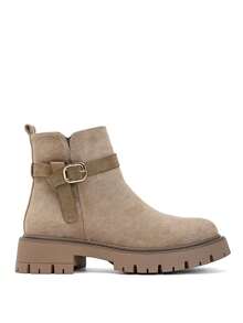 Bottines Chunky in Suédine à Épaisse Semelle Crantée – Le Style Urbain Décontracté - كاكي - مشاهدة 2