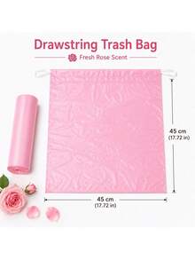 150pcs Pink Drawstring Trash Bags 45 X 45cm / 17.72 X 17.72in Plastic Rose Scented Small Bin Liners With Tie Handles And Tear Off Line Garbage Bags For Bathroom Kitchen Bedroom Office Living Room Small Trash Cans Daily Home Users - Pink - View 5