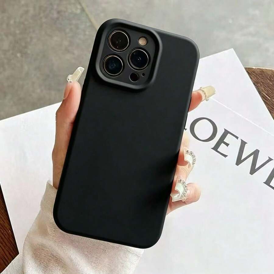 1pc Thickened Solid Color Silicone Lens Protection Phone Case Compatible With Apple 18 Pro Max, 18 Pro, 17 Pro Max, 17 Pro, 17 Air, 16, 15, 14, 13, 12 Pro Max, 11, Candy Color Full Coverage Protective Cover