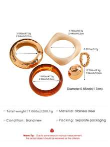 1 Set Vintage Elegant Bohemian Resin & Stainless Steel Women's Jewelry Set, Wide Exaggerated Geometric Bracelet And Ring, Suitable For Autumn/Winter Daily, Party, Date, Holiday, Music Festival, Vacation Wear, Memorial Gift For Friends, Family, Couples, Women, Jewelry Accessories - Multicolor - View 8