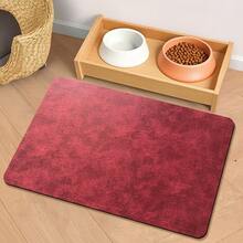 1pc Solid Color Minimalist Pet Food Mat, Decorative Carpet With Flat Texture, Creates Cozy Scene, Pet Feeding Bowl Mat, Thick Fabric Easy To Clean And Wipe, Suitable For Cats And Dogs - Red - View 6