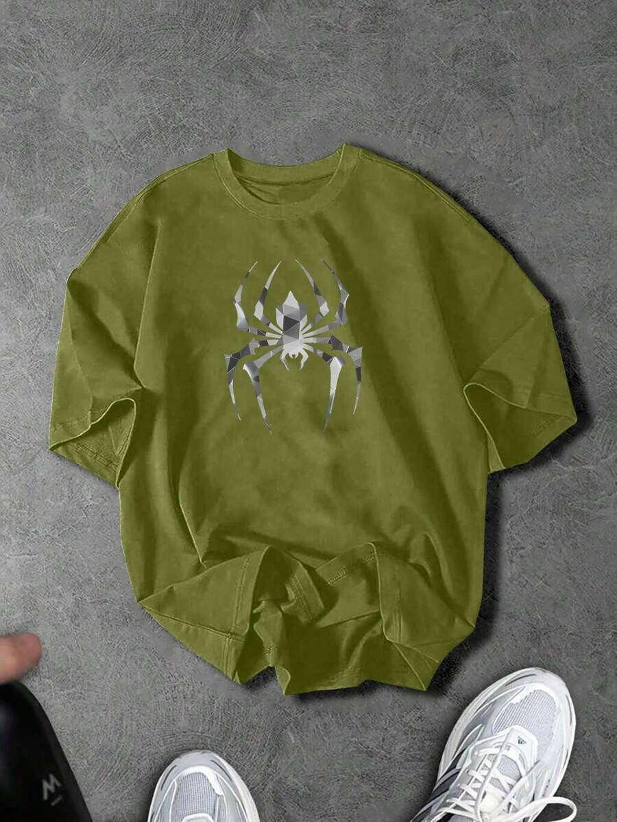 Sport MetroGents T-shirt de sport à manches courtes et col rond avec imprimé botanique pour hommes, idéal pour l'entraînement estival et la course à pied. - Noir - Voir 1