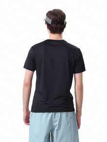 CAMEL CROWN Kaos Outdoor Pria Cepat Kering, Ringan, Bernapas, Menyerap Keringat, Menyejukkan, Melindungi dari Sinar Matahari, Kerah Bulat, Lengan Pendek untuk Musim Panas - Hantu Hitam - View 10
